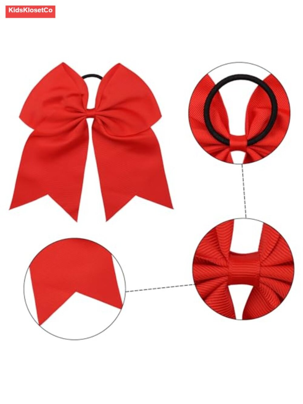 20 Pack 8" Large Cheer Bows Elastic Ponytail Holders Grosgrain Ribbon - Picture 2 of 5